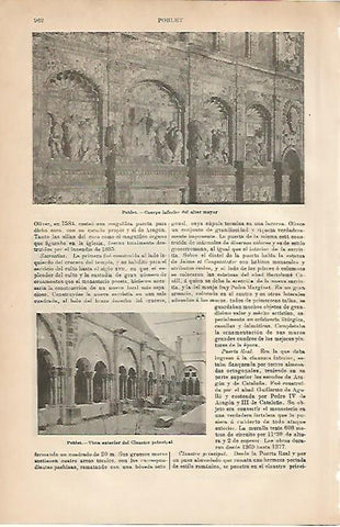 LAMINA ESPASA 3316: Altar Mayor y claustro del Monasterio de Poblet