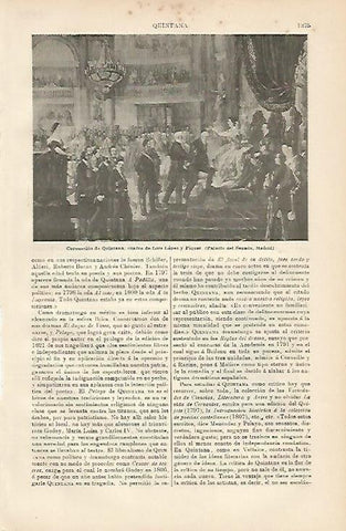 LAMINA ESPASA 3841: Coronacion de Quintana por Lopez y Piquer