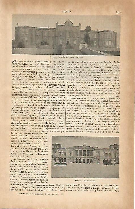 LAMINA ESPASA 3849: Escuela de Artes y Oficios de Quito Ecuador