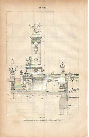 LAMINA ESPASA 3697: Ornamentacion del puente de Alejandro III en Paris