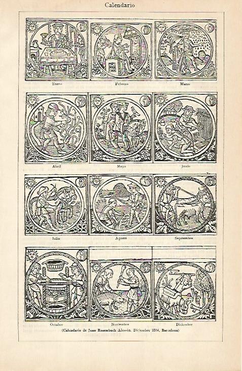 LAMINA De ESPASA 00162: Calendario de Juan Rosembach. 1514