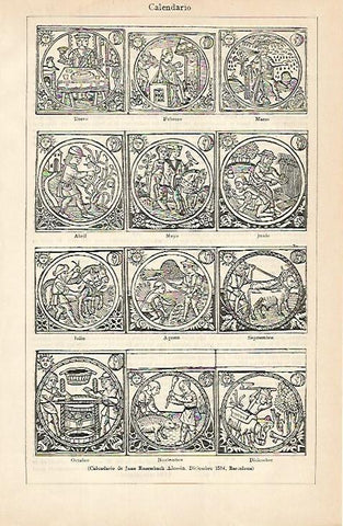 LAMINA De ESPASA 00162: Calendario de Juan Rosembach. 1514
