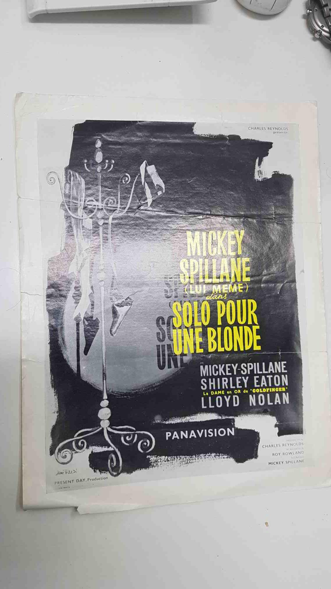 Cartel de la pelicula: Solo Pour une Blonde (años 60) - Charles Reynolds. Mickey Spillane. Lloyd Nolan. Panavision