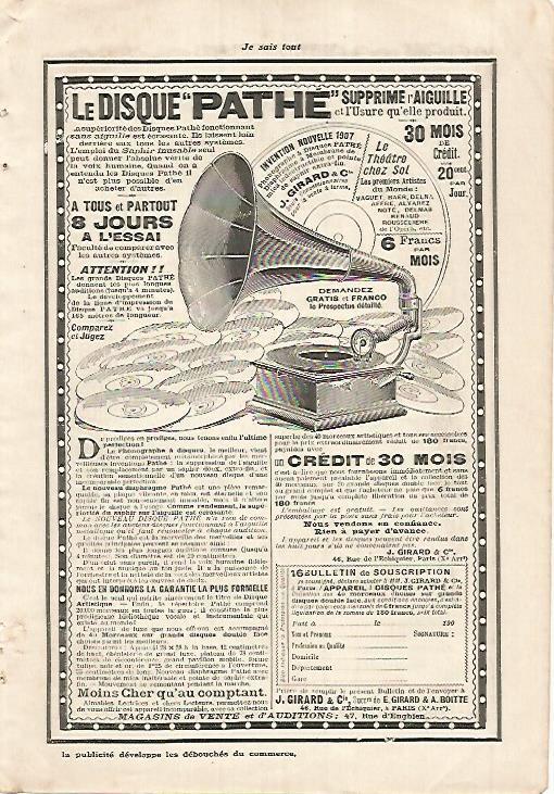 LAMINA 12092: Publicidad de Le Disque Pathe