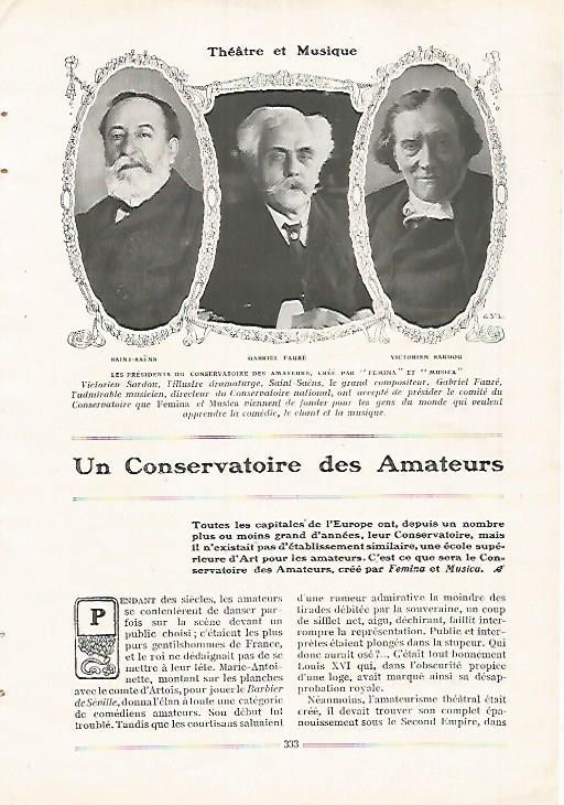 LAMINA 12125: G. Faure V. Sardou y Saint Saens