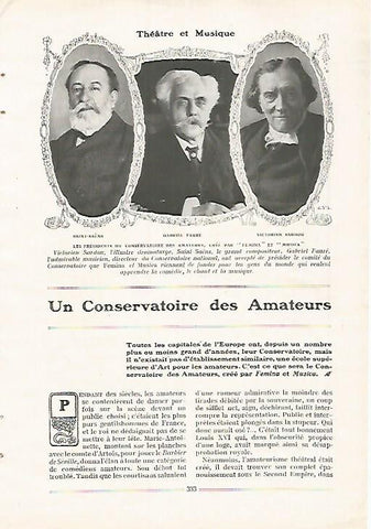 LAMINA 12125: G. Faure V. Sardou y Saint Saens