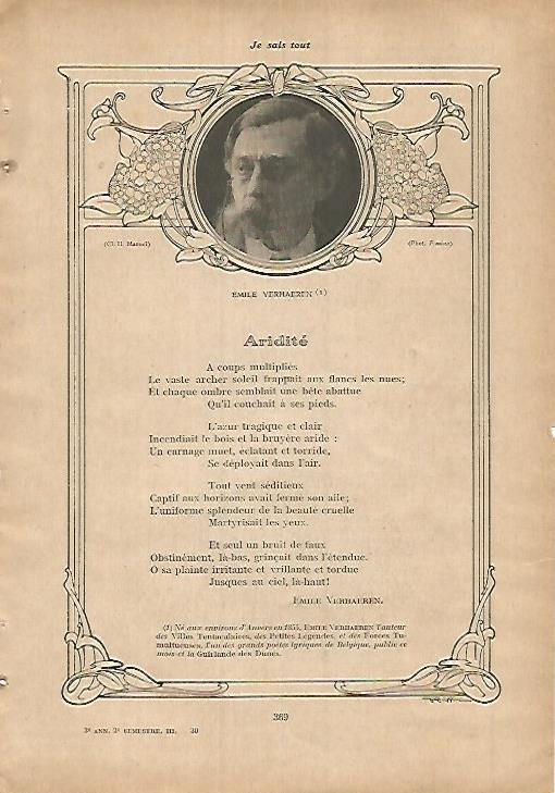 LAMINA 12140: Poema Aridite de Emile Verhaeren