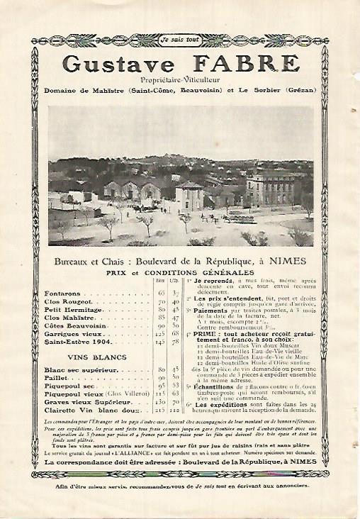 LAMINA 12172: Publicidad de Gustave Fabre