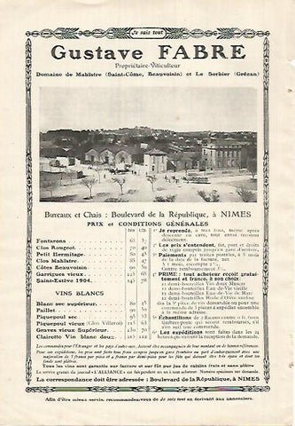 LAMINA 12172: Publicidad de Gustave Fabre