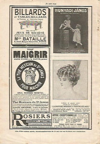 LAMINA 12180: Publicidad de Billards Bataille