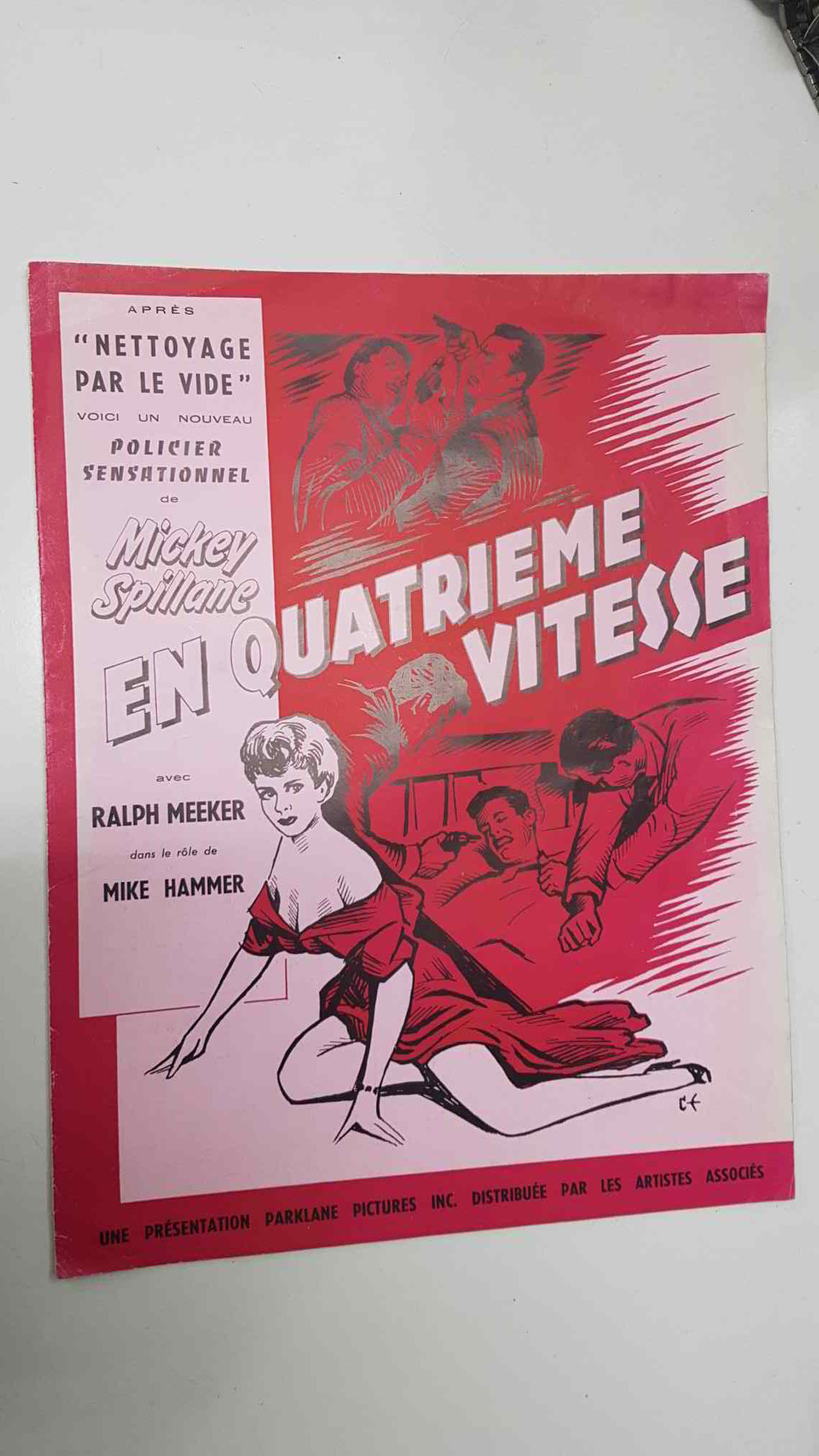 publicidad: Manuel de Publicite, Quatrieme Vitesse. Policier sensationnel de Mickey Spillane avec Ralph Meeker