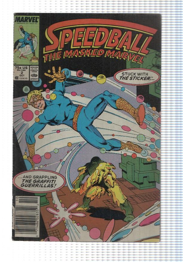 comic, Marvel: Speedball vol. 1 num 02 (October 1988) - The Masked Marvel Stuck on you