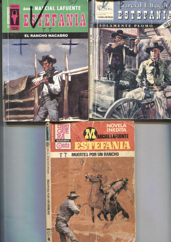 Lote numero 27: 3 novelas de Marcial lafuente Estefania: Solamente plomo, El rancho macabro, Muertes por un rancho