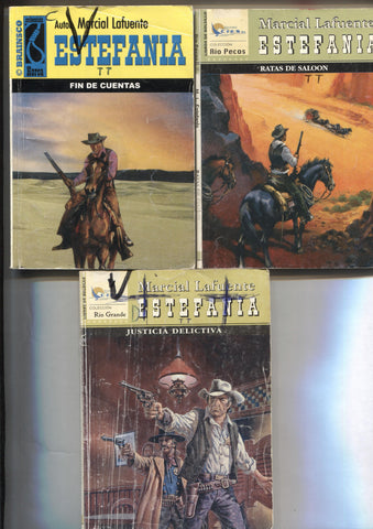 Lote numero 28: 3 novelas de Marcial lafuente Estefania: Ratas de Saloon, Fin de cuentas, Justicia delictiva