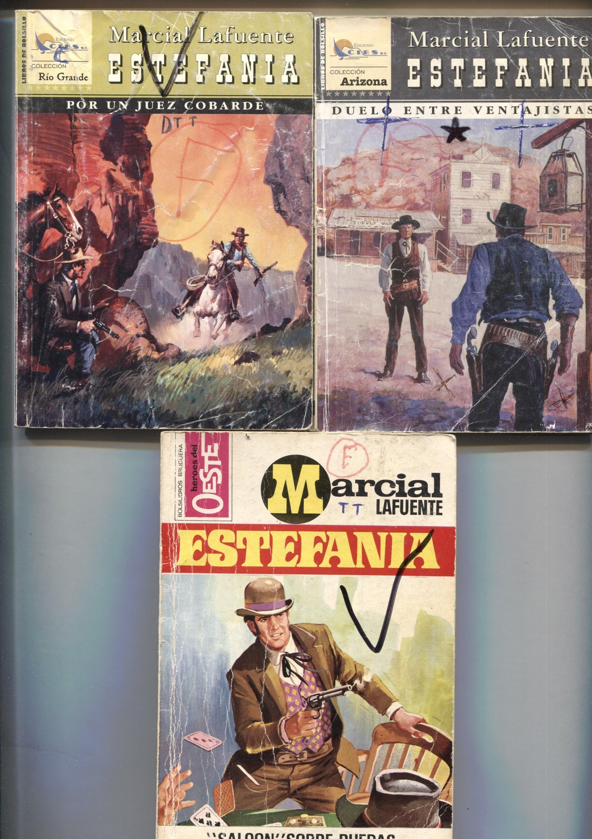 Lote numero 31: 3 novelas de Marcial lafuente Estefania: Los rios de la muerte, La dama del este, Acorralados con plomo