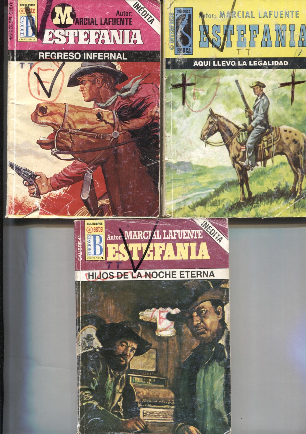 Lote numero 38: 3 novelas de Marcial lafuente Estefania: Regreso infernal, Aqui llevo la legalidad, Hijos de la noche eterna