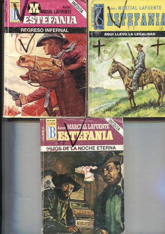 Lote numero 38: 3 novelas de Marcial lafuente Estefania: Regreso infernal, Aqui llevo la legalidad, Hijos de la noche eterna