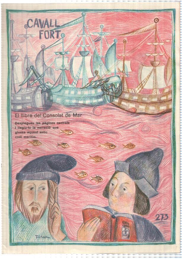 revista: Cavall Fort num 273, feb 1974 - Pagines centrals desplegables: El Llibre del Consolat de Mar