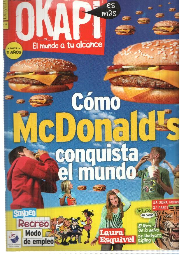 revista Okapi: num 098 oct 2010. Como McDonalds conquista el mundo. Relato en comic El Libro de la Selva parte 2