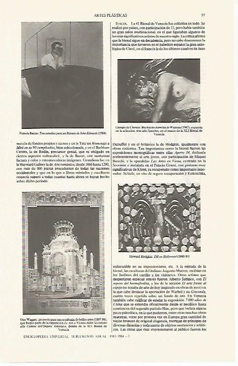 LAMINA ESPASA 31232: Pinturas de Bacon Giorgio de Chirico Otto wagner y H. Hodgkin