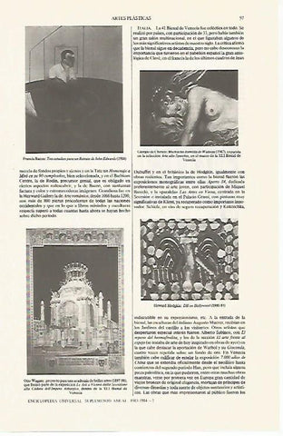 LAMINA ESPASA 31232: Pinturas de Bacon Giorgio de Chirico Otto wagner y H. Hodgkin