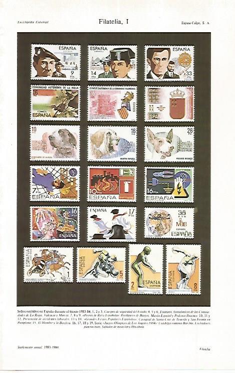 LAMINA ESPASA 31259: Sellos emitidos en España en 1983-1984