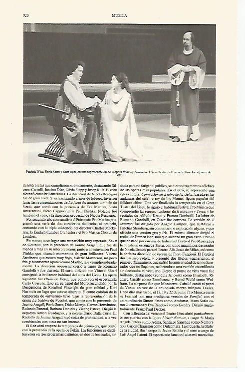 LAMINA ESPASA 31276: Escena de la opera Romeo y Julieta en el Liceu
