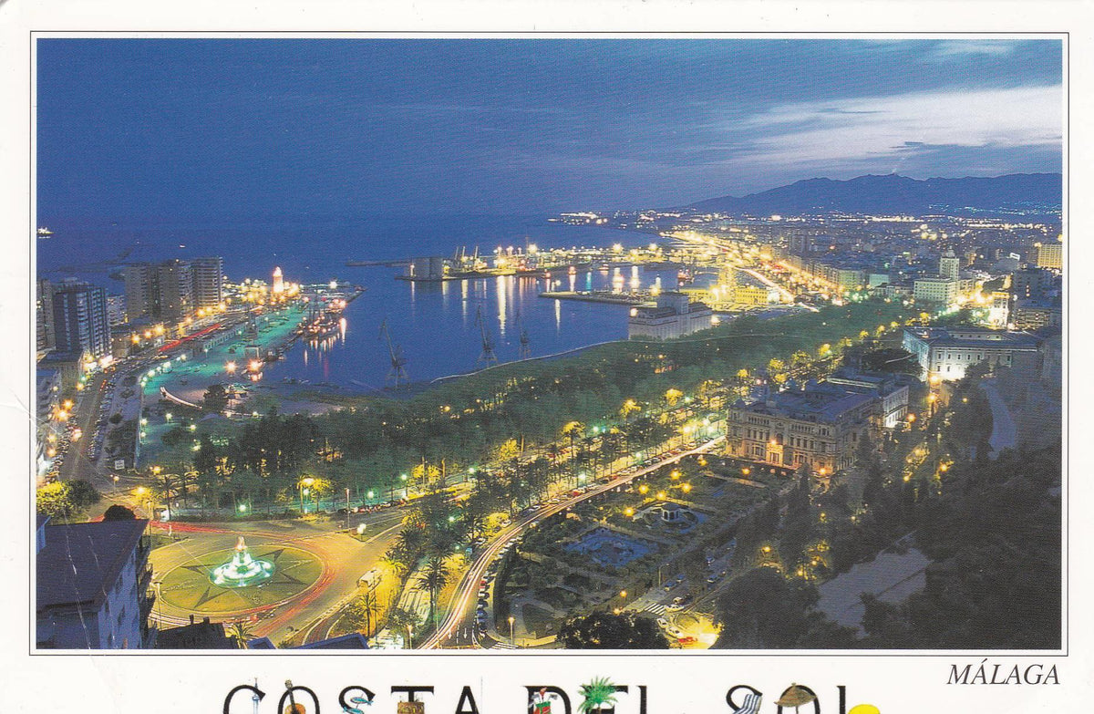 POSTAL B9519: COSTA DEL SOL: VISTA NOCTURNA PUERTO DE MALAGA