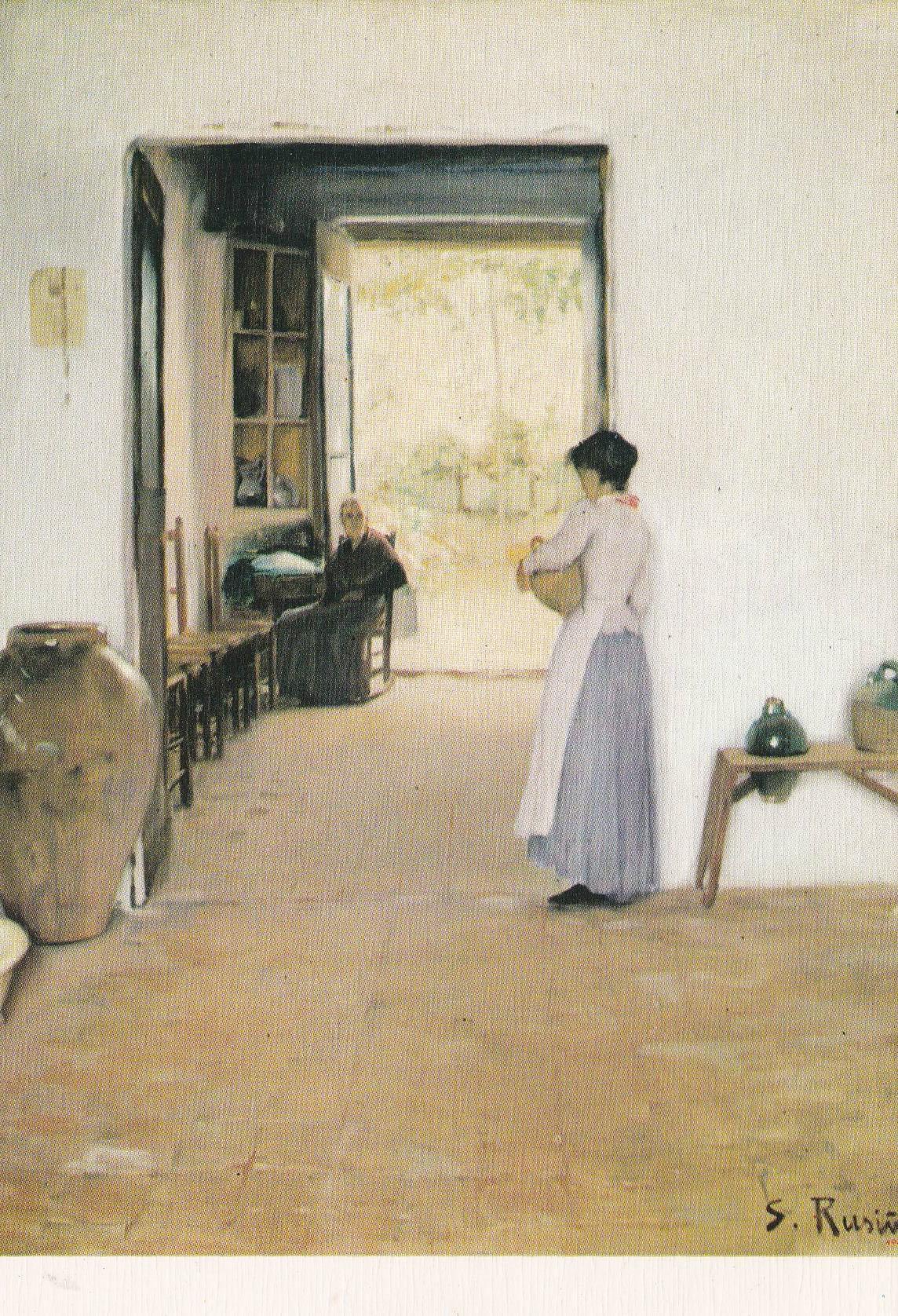 POSTAL B9626: SANTIAGO RUSIÑOL. MUJER Y ANCIANO