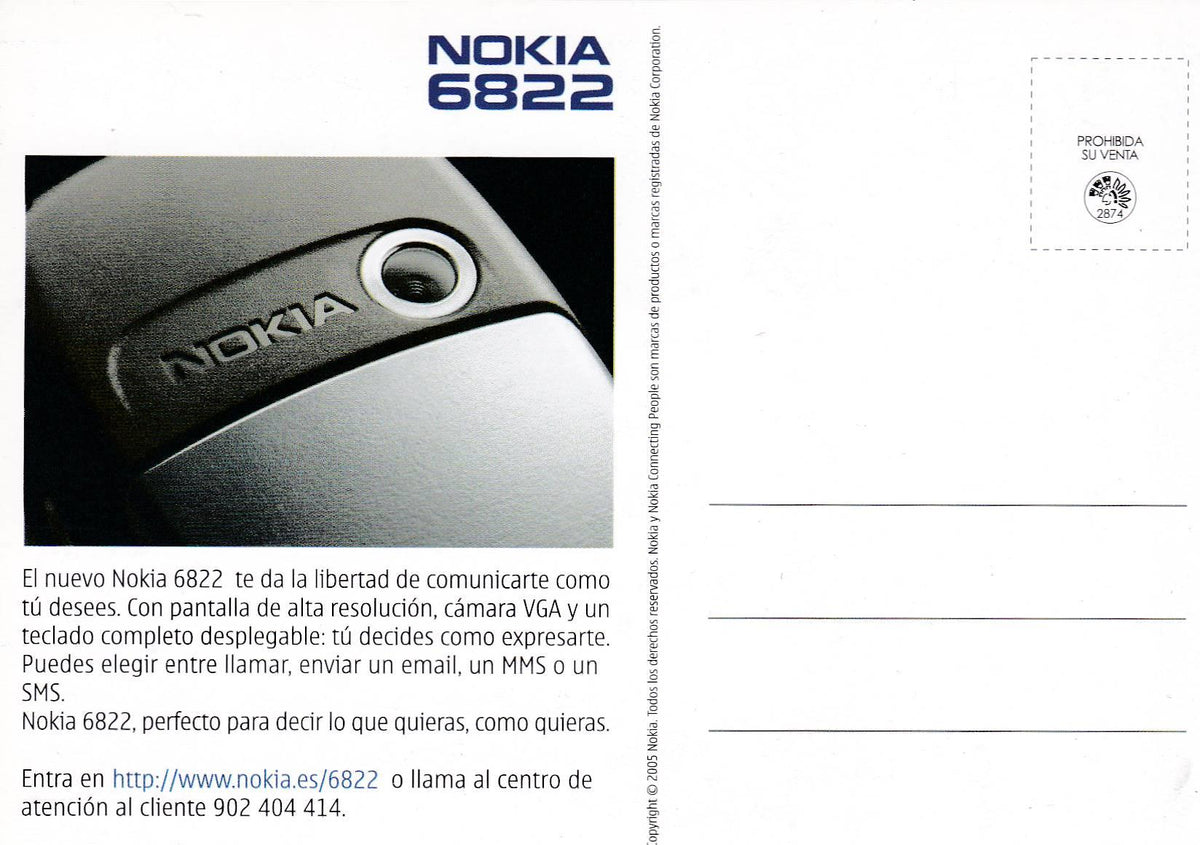 POSTAL B9856: CAMPAÑA: NOKIA 6822