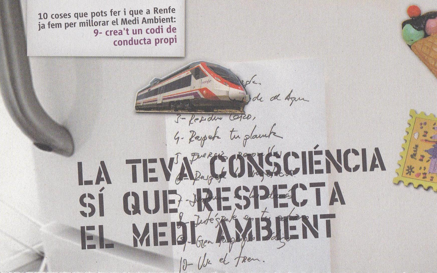 POSTAL B9902: RENFE: LA TEVE CONSCIENCIA SI QUE RESPECTA EL MEDI AMBIENT