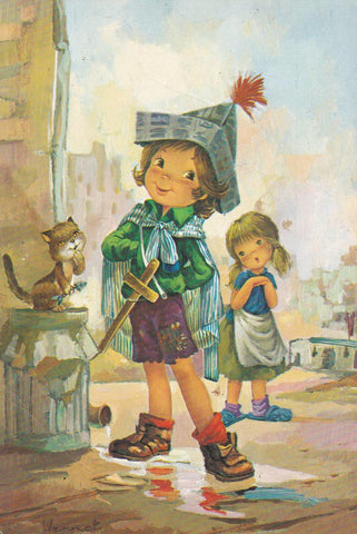 POSTAL B9966: SCARRA: NIÑO DISFRAZADO ILUSTRACION