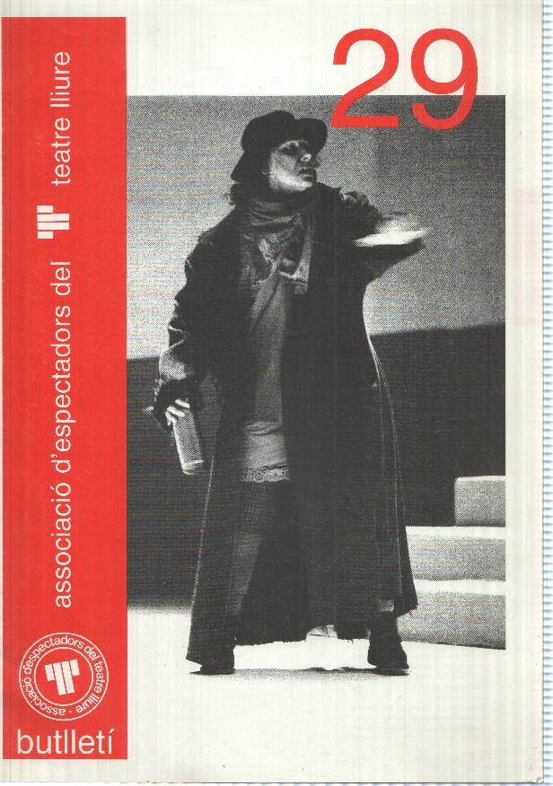 Butlleti num 29 sept 2002: Associacio despectadors del teatre lliure. Coberta: Carme Sansa a Ronda de mort a Sinera 