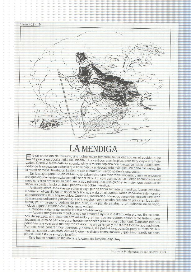 Laminas serie Rosa-cuentos de Juan C. Schmid numero 19: la mendiga