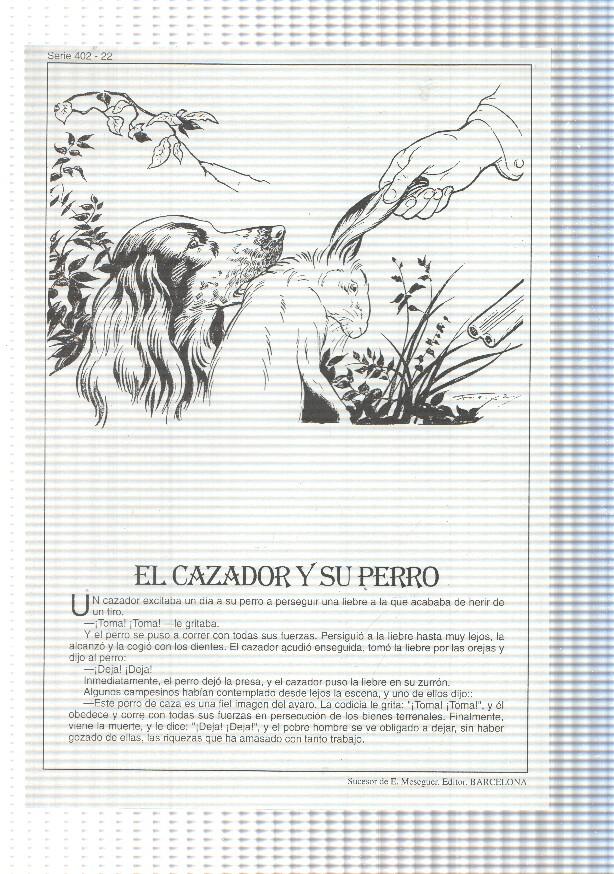 Laminas serie Rosa-cuentos de Juan C. Schmid numero 22: El cazador y su perro