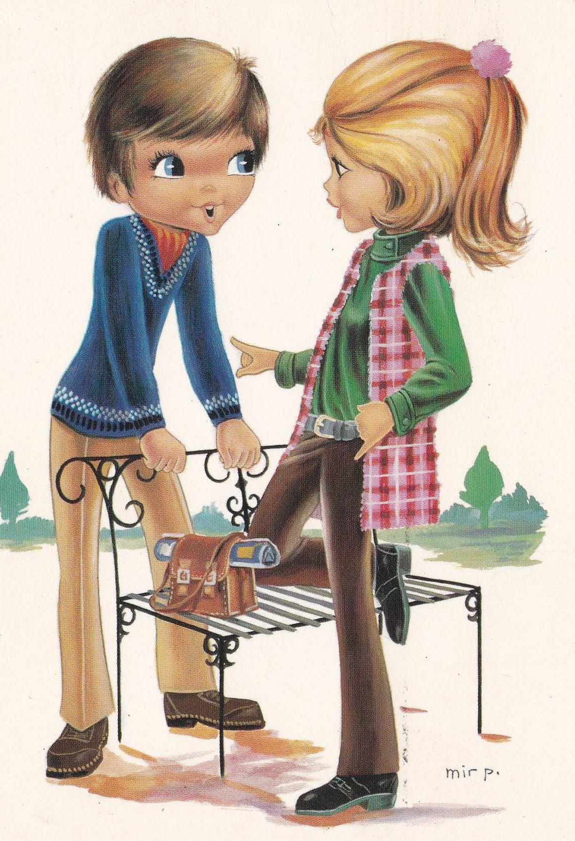 POSTAL B10372: MIR P: ILUSTRACION PAREJA ENAMORADOS