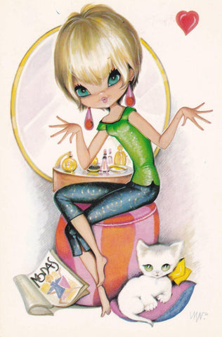 POSTAL B10377: COQUETA: ILUSTRACION NIÑA