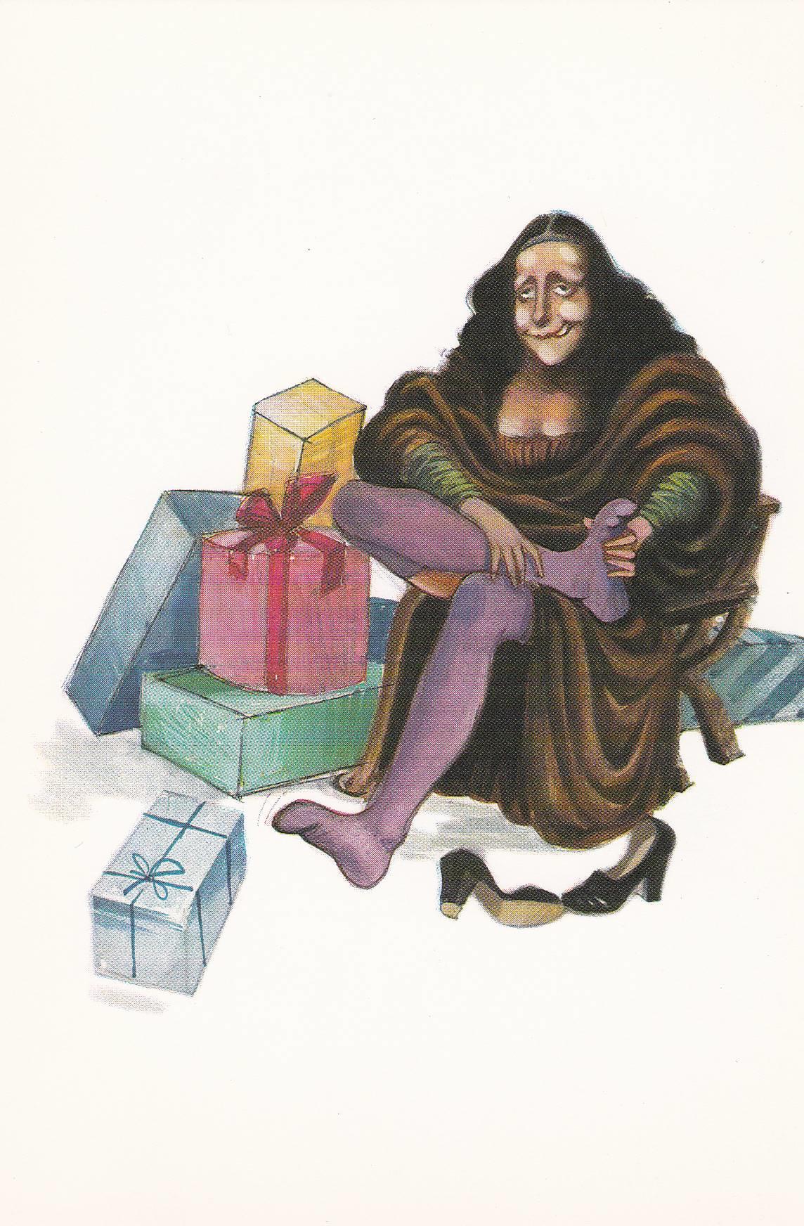 POSTAL: LA GIOCONDA de GIN: DIBUJO SATIRICO modelo 2