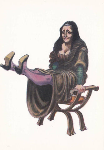 POSTAL: LA GIOCONDA de GIN: DIBUJO SATIRICO modelo 3