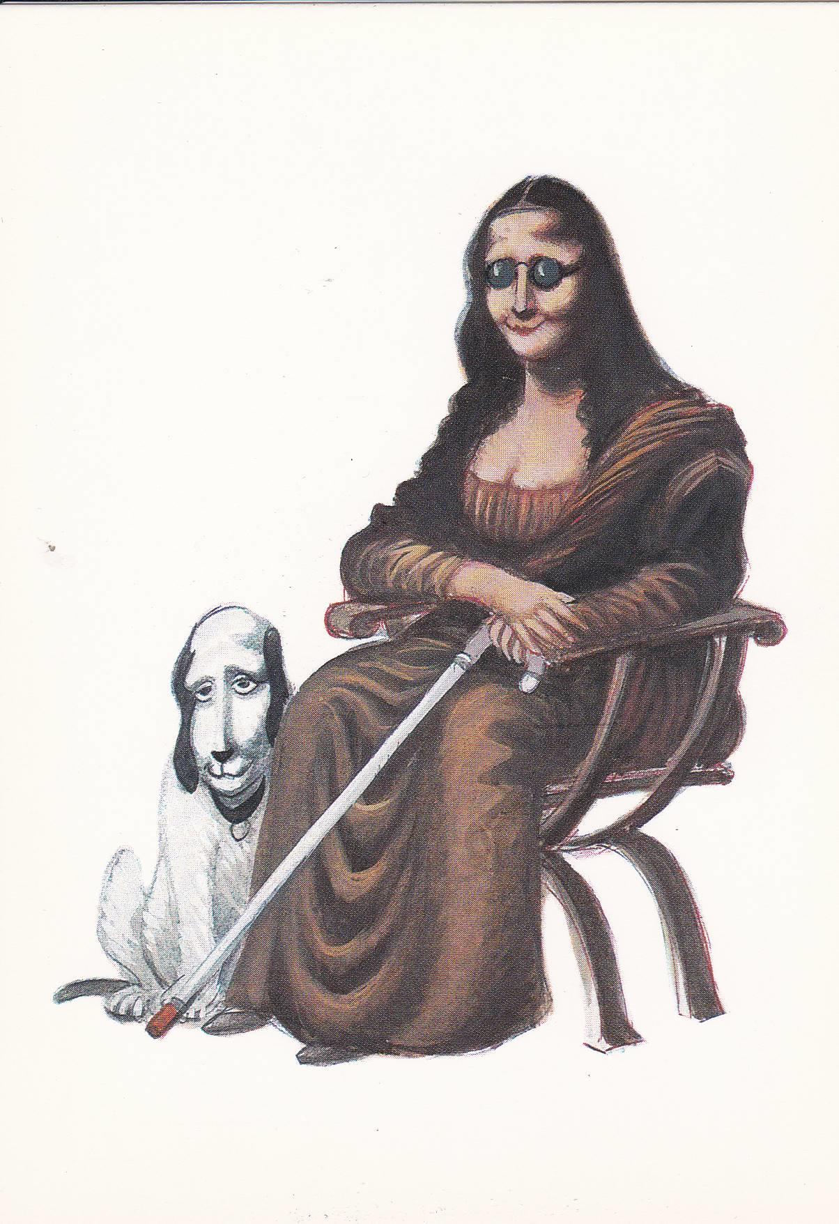 POSTAL: LA GIOCONDA de GIN: DIBUJO SATIRICO modelo 4