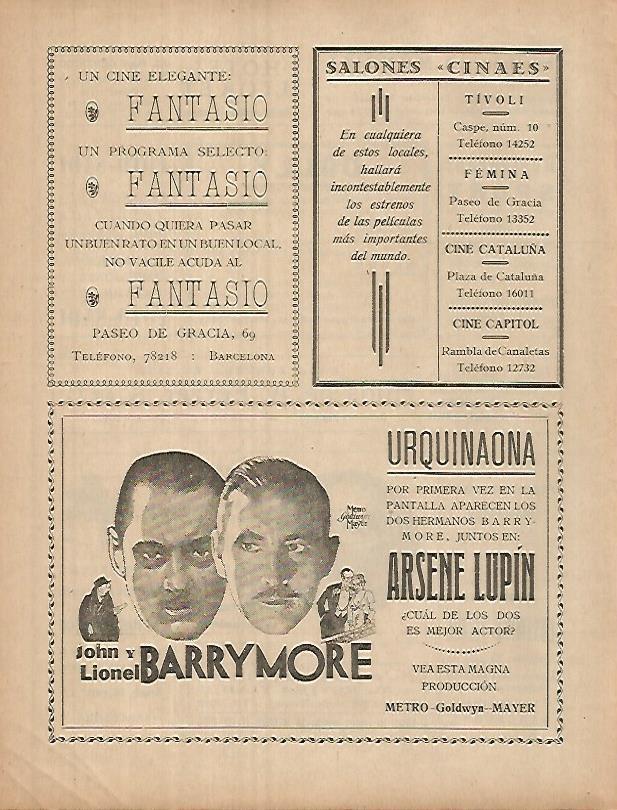LAMINA 12292: Publicidad Tivoli Fantasio y Cine Capitol. Barcelona