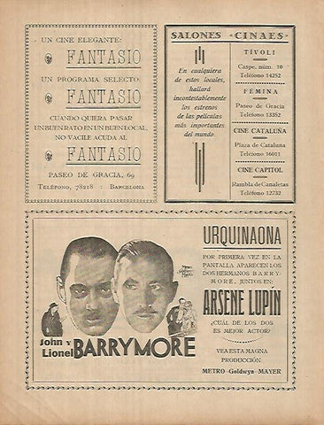 LAMINA 12292: Publicidad Tivoli Fantasio y Cine Capitol. Barcelona