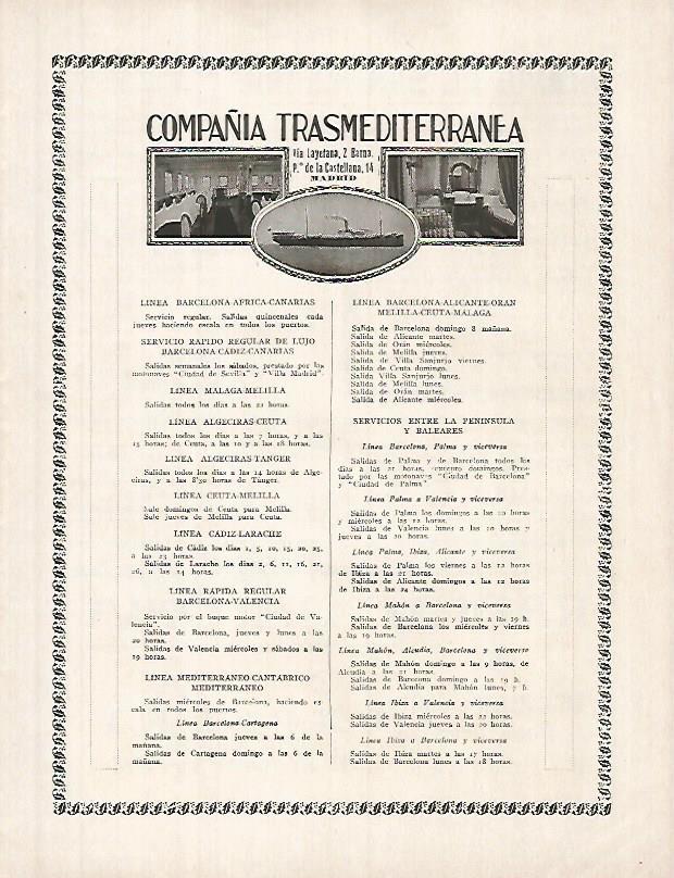 LAMINA 12312: Publicidad de la Compañia Trasmediterranea