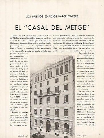 LAMINA 12325: Fachada del Casal del Metge. Barcelona