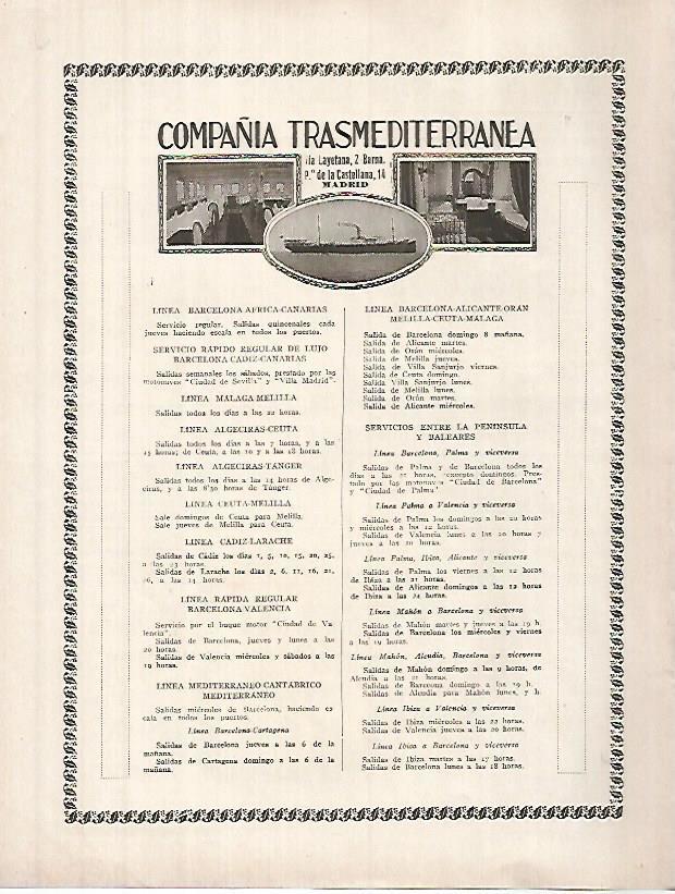 LAMINA 12336: Publicidad de Compañia Trasmediterranea 