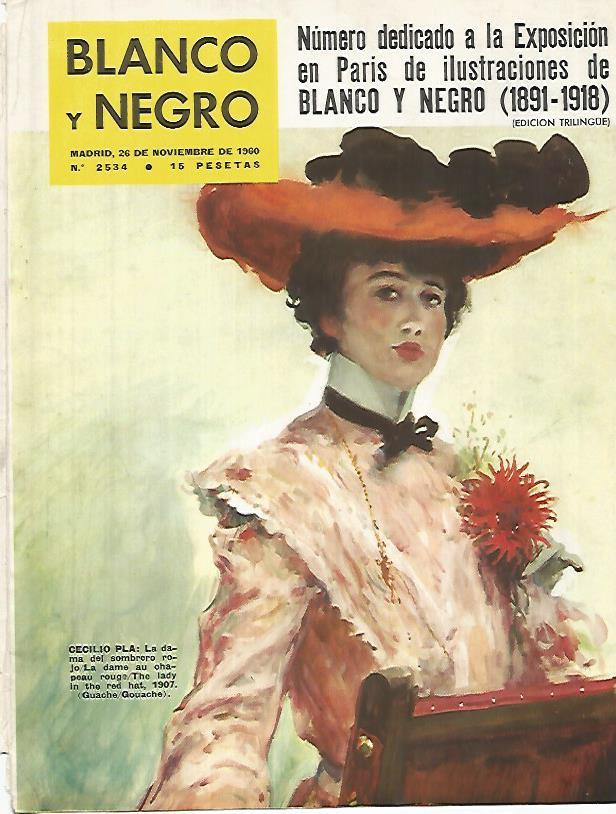 LAMINA 12338: Portada de la revista Blanco y Negro. La dama del sombrero de C. Pla