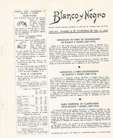 LAMINA 12339: Sumario de la revista Blanco y Negro numero 2534.