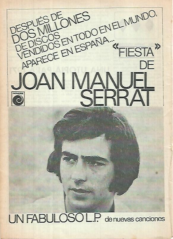 LAMINA 12391: Publicidad de Joan Manuel Serrat