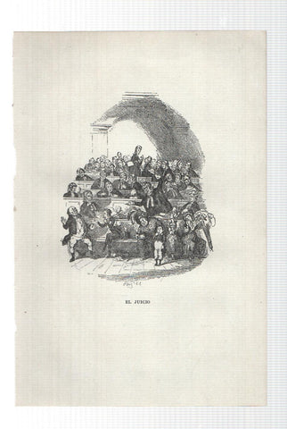 Lamina numero 04: El juicio  (ilustracion de Seymour y Phiz, obra Club Pickwick)