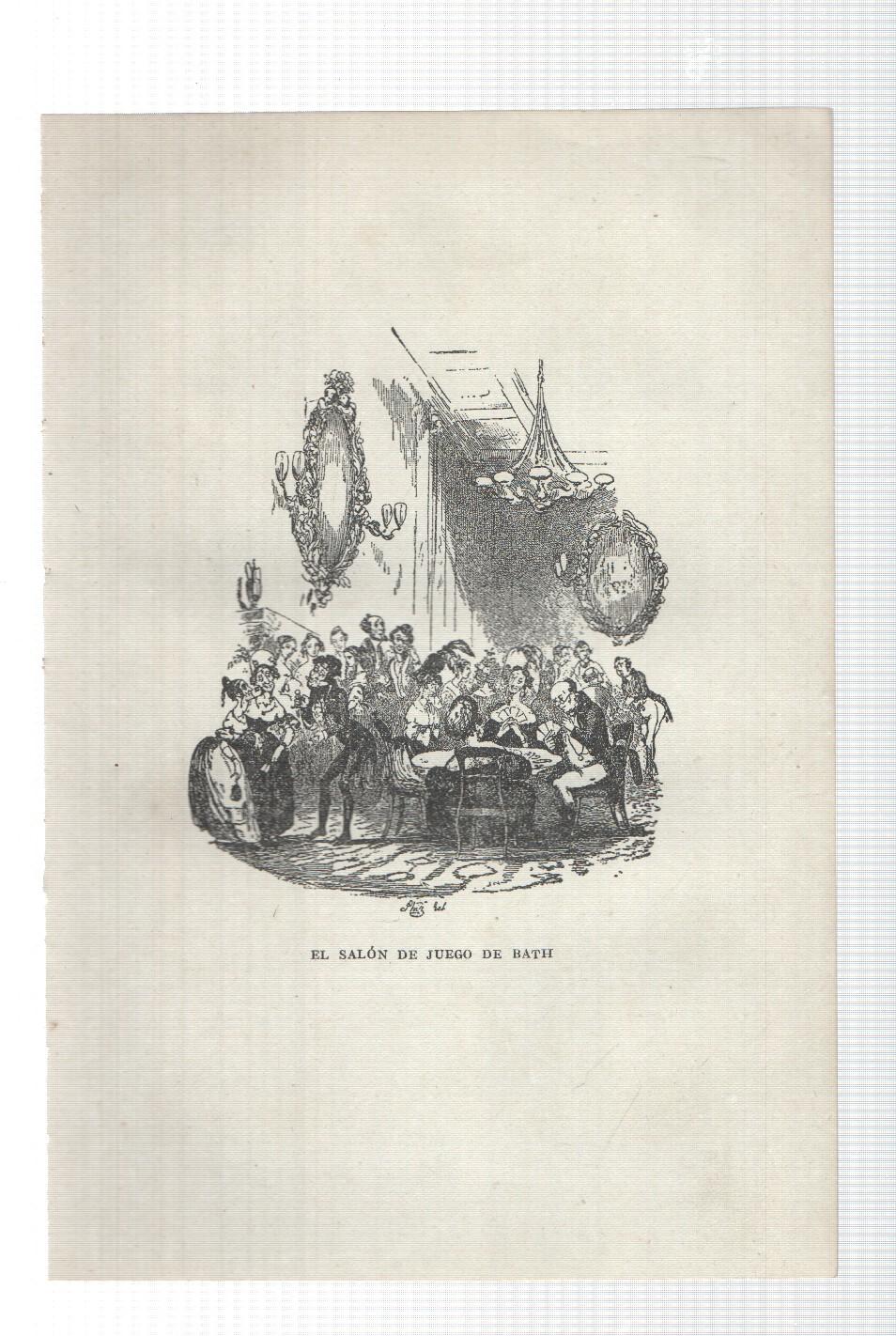 Lamina numero 05: El salon de juego de Bath (ilustracion de Seymour y Phiz, obra Club Pickwick)